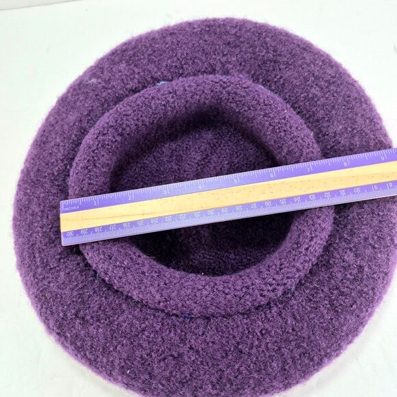 Handmade Purple Felted Wool Hat w/ Green Blue Crochet Band Boho Retro main image 7